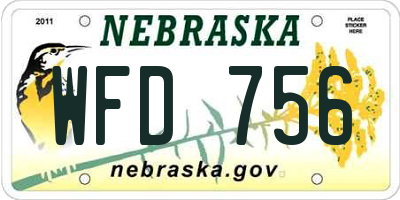 NE license plate WFD756