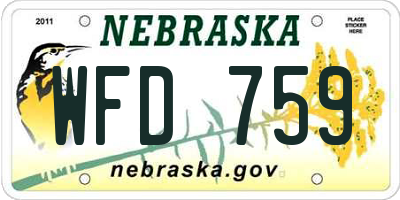 NE license plate WFD759