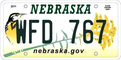 NE license plate WFD767