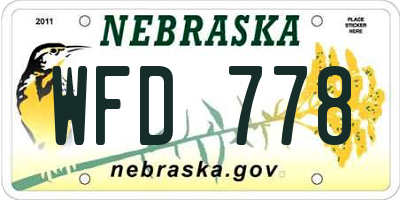 NE license plate WFD778