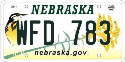 NE license plate WFD783