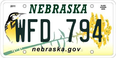 NE license plate WFD794