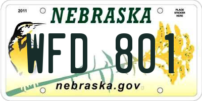 NE license plate WFD801