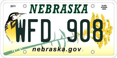 NE license plate WFD908