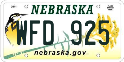 NE license plate WFD925
