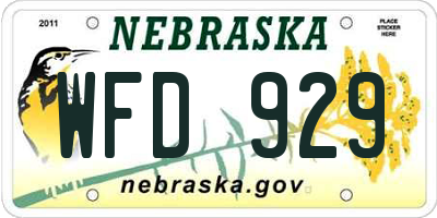 NE license plate WFD929