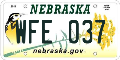 NE license plate WFE037