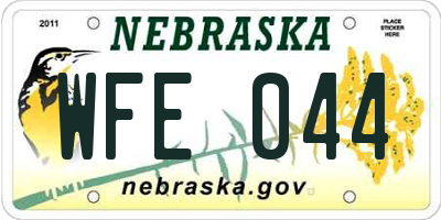 NE license plate WFE044