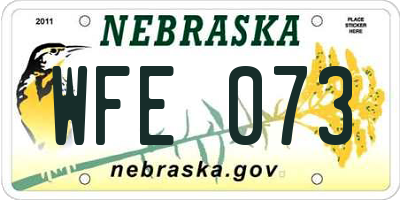 NE license plate WFE073