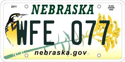 NE license plate WFE077