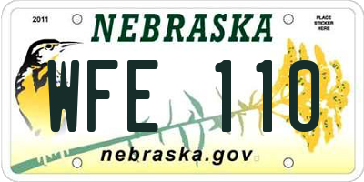 NE license plate WFE110
