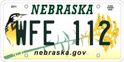 NE license plate WFE112