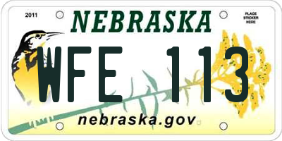 NE license plate WFE113