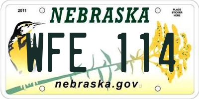 NE license plate WFE114