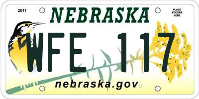 NE license plate WFE117