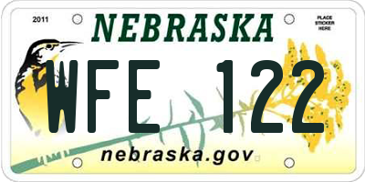 NE license plate WFE122