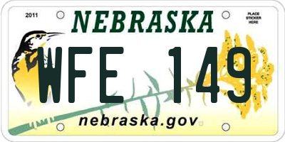 NE license plate WFE149