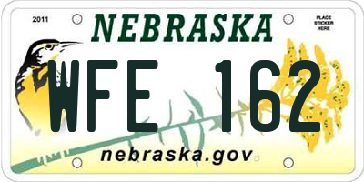 NE license plate WFE162
