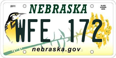 NE license plate WFE172