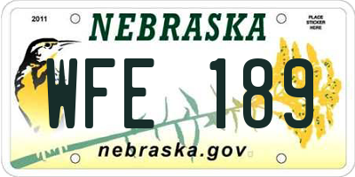 NE license plate WFE189