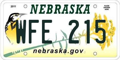 NE license plate WFE215