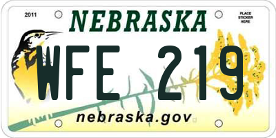 NE license plate WFE219