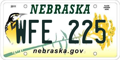 NE license plate WFE225