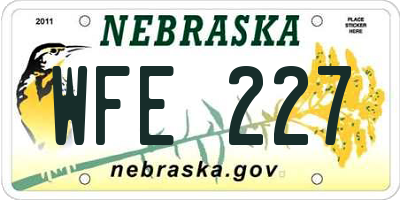 NE license plate WFE227