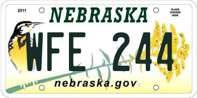 NE license plate WFE244