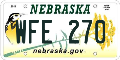NE license plate WFE270
