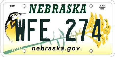 NE license plate WFE274