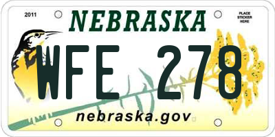 NE license plate WFE278