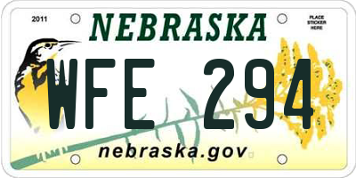 NE license plate WFE294