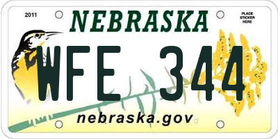 NE license plate WFE344