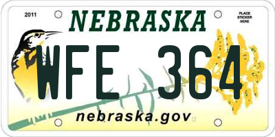 NE license plate WFE364