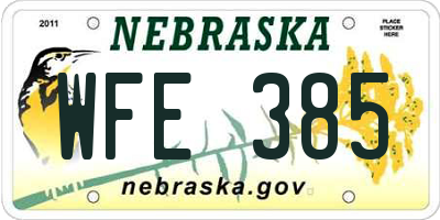 NE license plate WFE385