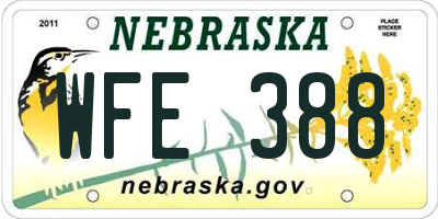 NE license plate WFE388