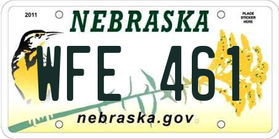 NE license plate WFE461