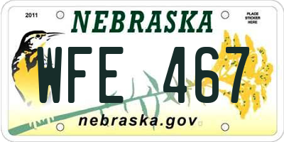 NE license plate WFE467