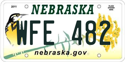 NE license plate WFE482