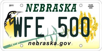 NE license plate WFE500