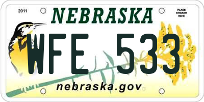 NE license plate WFE533