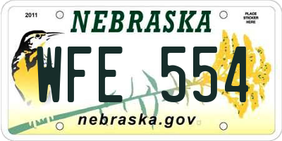 NE license plate WFE554