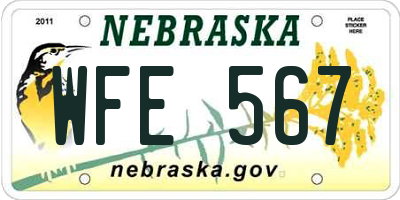 NE license plate WFE567
