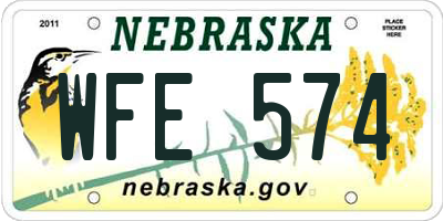 NE license plate WFE574