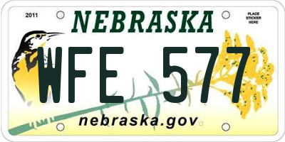 NE license plate WFE577