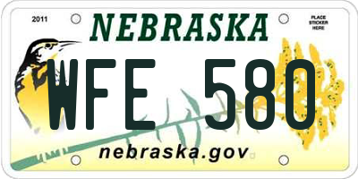 NE license plate WFE580