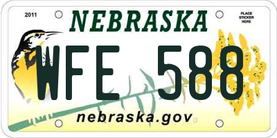 NE license plate WFE588