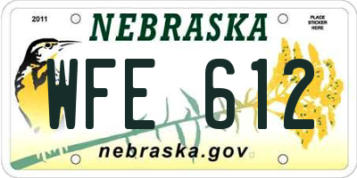 NE license plate WFE612