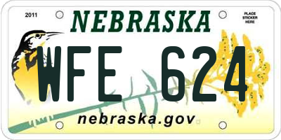 NE license plate WFE624